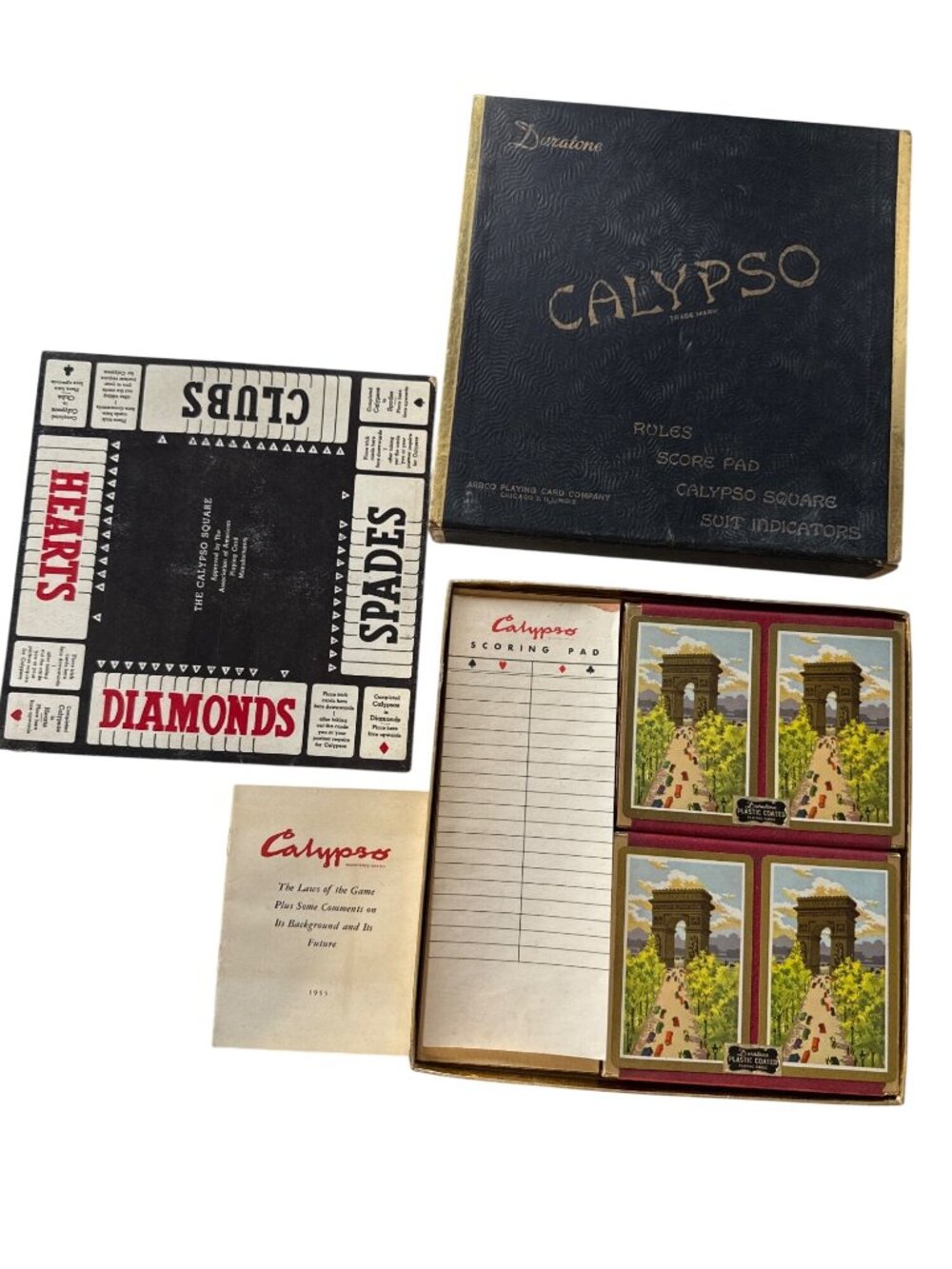 Calypso 1955 Duratone Card Game Set With Rules Score Pad & Suit Indicators
